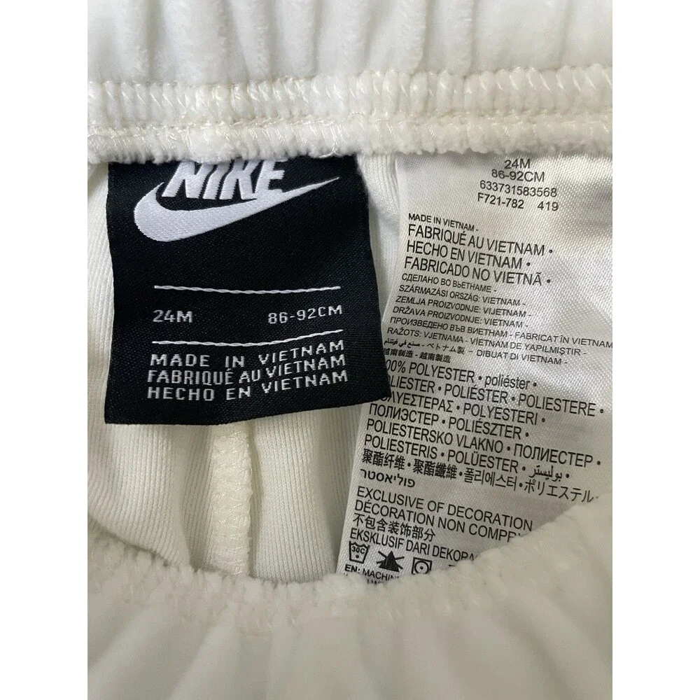 Nike 24M Baby Velour Jogging Tracksuit Off White with Mint Green Logo Full Zip